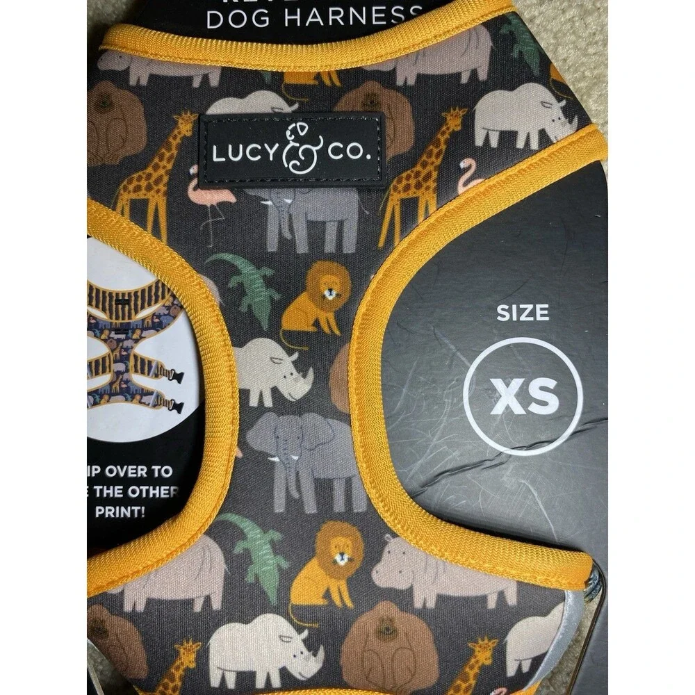 Lucy & Co Reversible Dog Harness XS Extra Small Safari Animal Print Neoprene NEW